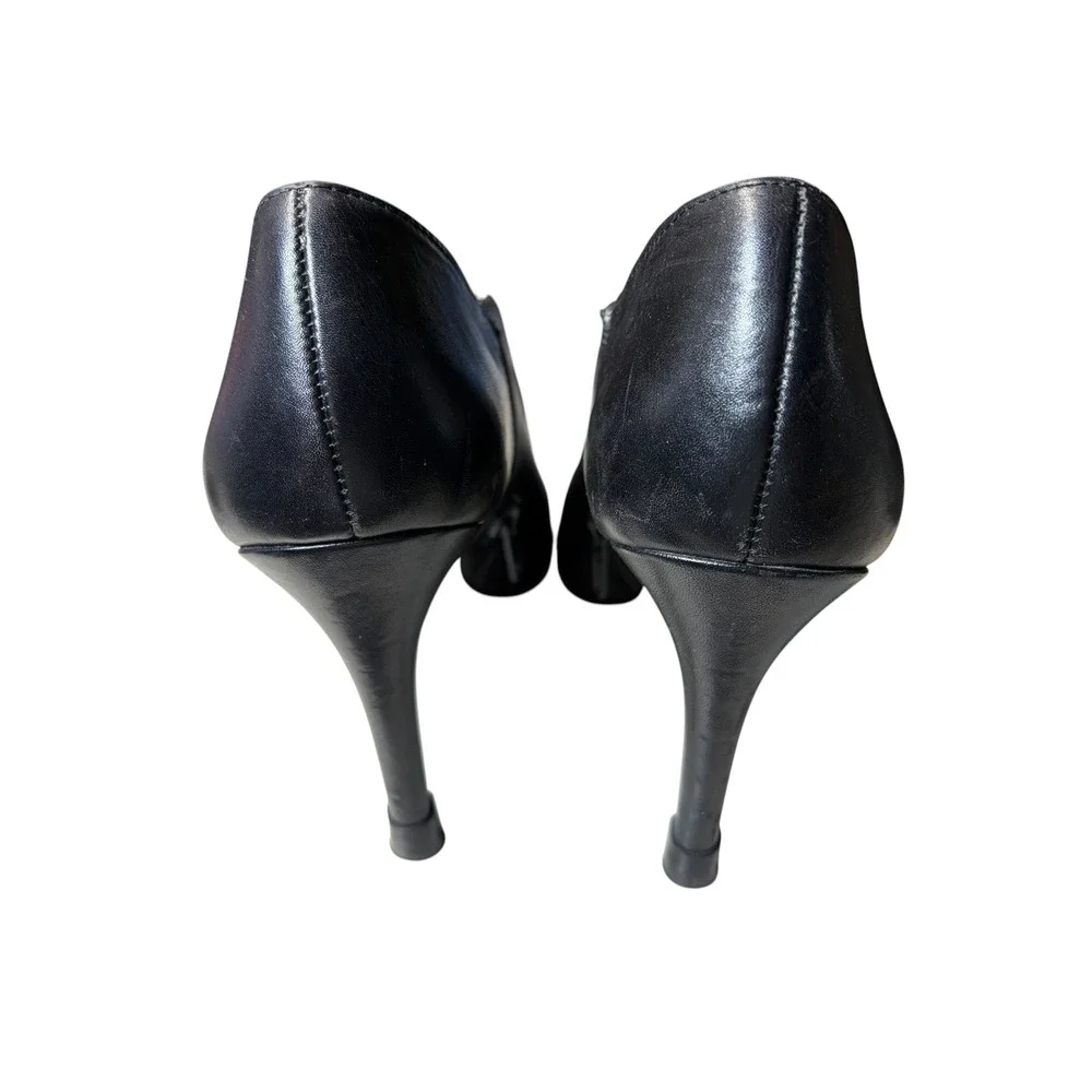 Coach Seneca Black Leather‎ Pointed Toe Ankle Booties Stiletto Heel Q5501 7.5B